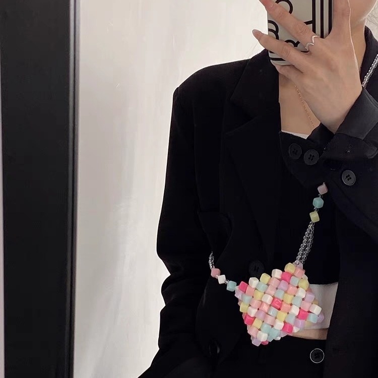 Prozirna ružičasta mini crossbody torbica s novčanikom