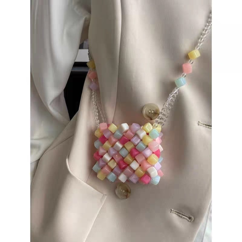Prozirna ružičasta mini crossbody torbica s novčanikom