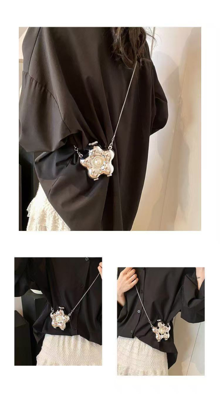 2298 Mini torbica s mašnicom, crossbody s lancem – mini novčanik u obliku crvene kuverte, ženstven stil