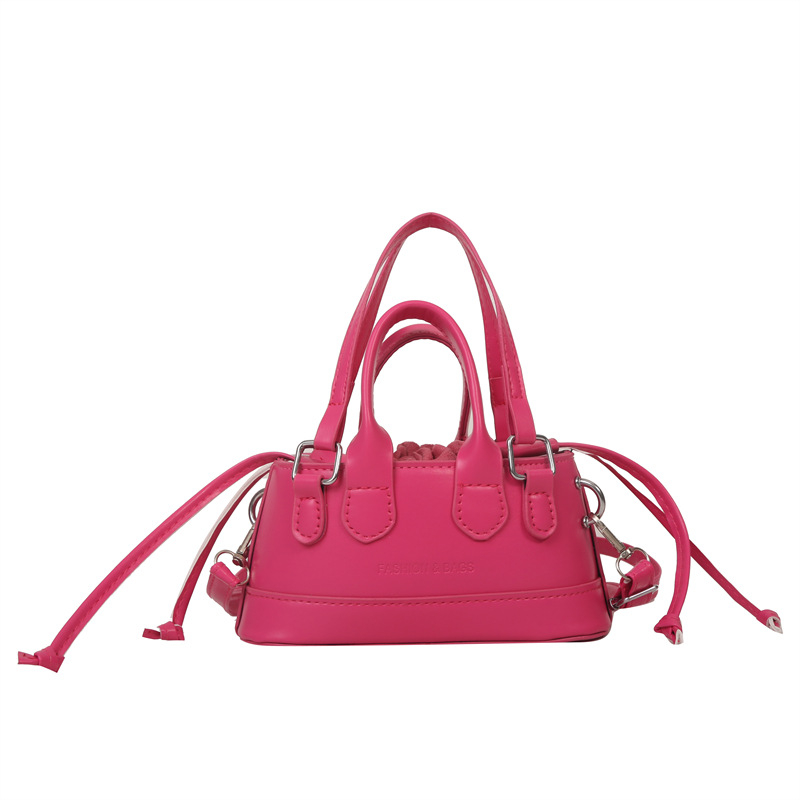 Ženska mini crossbody torba u candy bojama, dizajn inspiriran školjkom, PU materijal, kvadratni oblik, zatvaranje šnurem