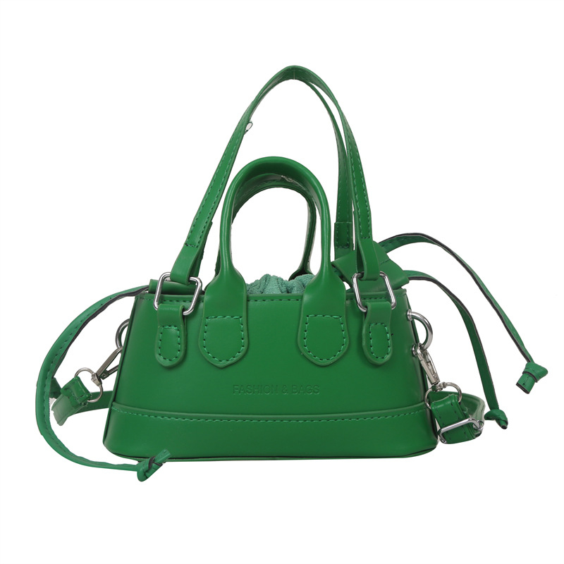 Ženska mini crossbody torba u candy bojama, dizajn inspiriran školjkom, PU materijal, kvadratni oblik, zatvaranje šnurem