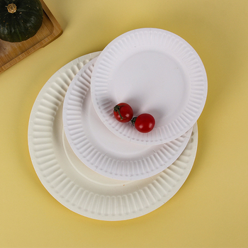 Farfurii de hârtie de unică folosință, biodegradabile din pastă, margine groasă, farfurie pentru prăjituri, 6–9 inchi (17–25 cm)