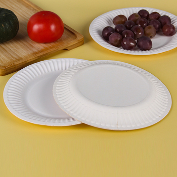Farfurii de hârtie de unică folosință, biodegradabile din pastă, margine groasă, farfurie pentru prăjituri, 6–9 inchi (17–25 cm)