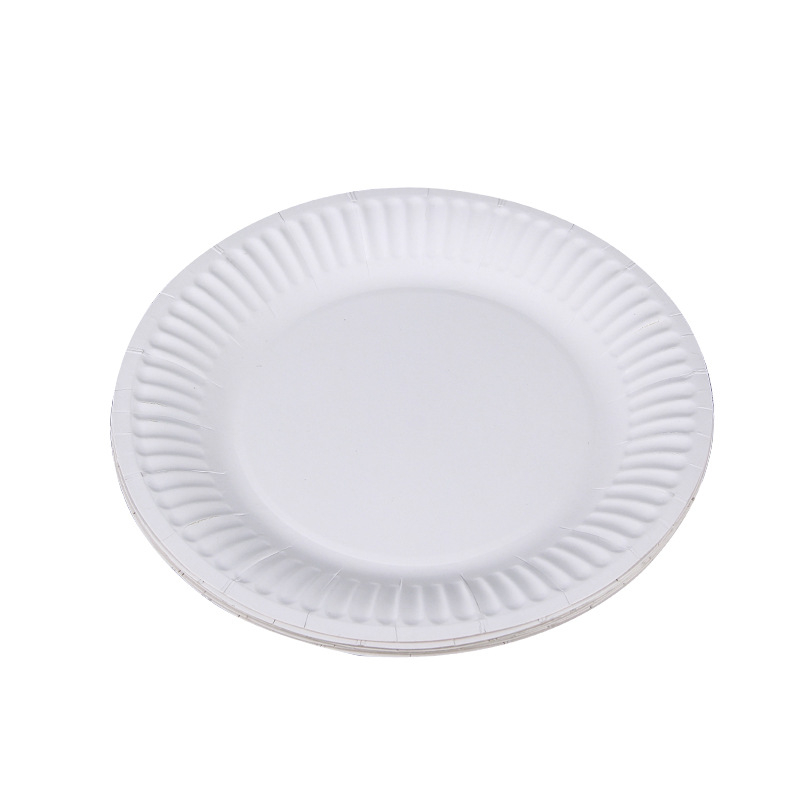 Farfurii de hârtie de unică folosință, biodegradabile din pastă, margine groasă, farfurie pentru prăjituri, 6–9 inchi (17–25 cm)