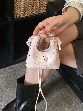 Ženska crossbody torba s točkicama, mini PU torbica s novčanikom i pretincem za ruž, slatka svakodnevna torba