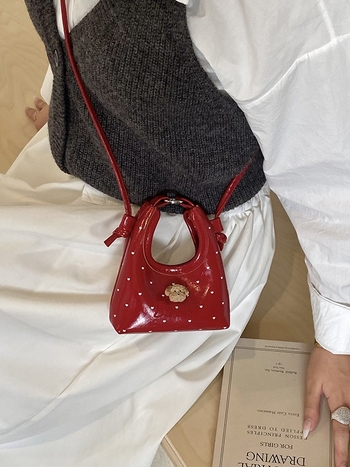 Ženska crossbody torba s točkicama, mini PU torbica s novčanikom i pretincem za ruž, slatka svakodnevna torba