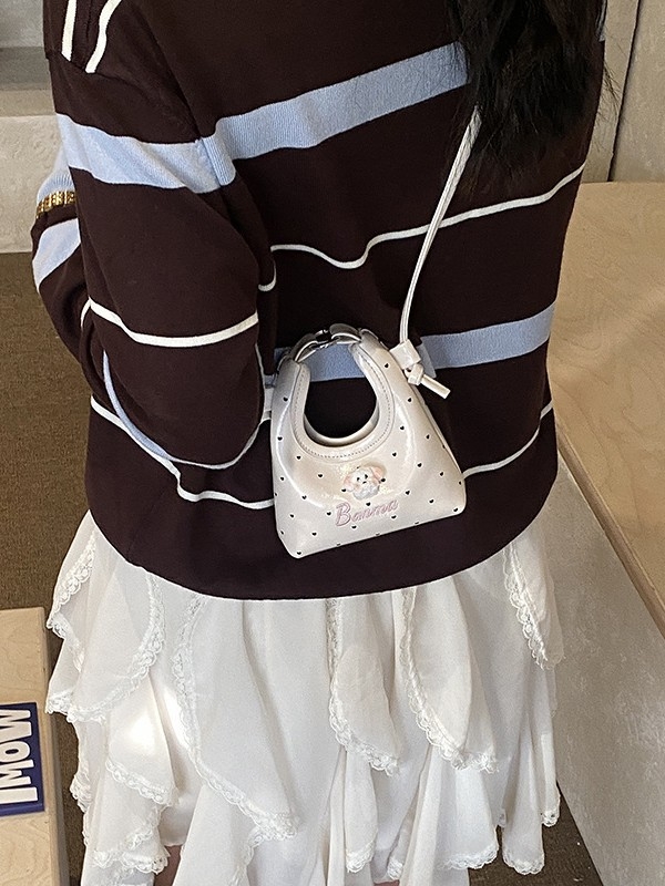 Ženska crossbody torba s točkicama, mini PU torbica s novčanikom i pretincem za ruž, slatka svakodnevna torba