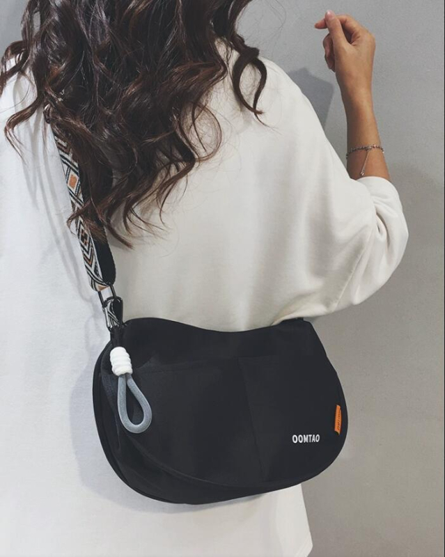 Ženska nylon torba sa širokim kaišem, japanskog stila, saddle tipa, za posao i svakodnevnu upotrebu, crossbody