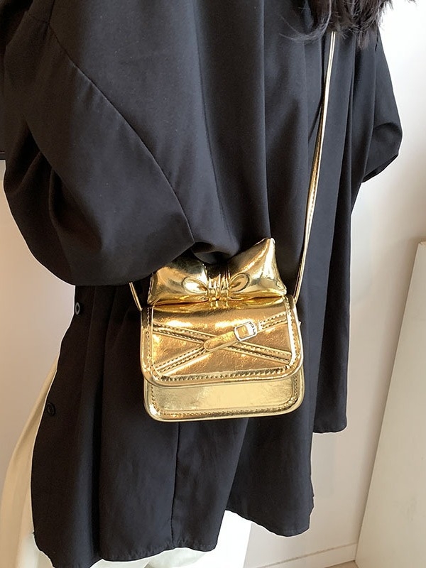Elegantna ženska mini kvadratna torbica s mašnicom, crossbody, PU patent koža, vintage euroamerički stil, crvena.
