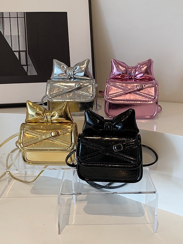 Elegantna ženska mini kvadratna torbica s mašnicom, crossbody, PU patent koža, vintage euroamerički stil, crvena.