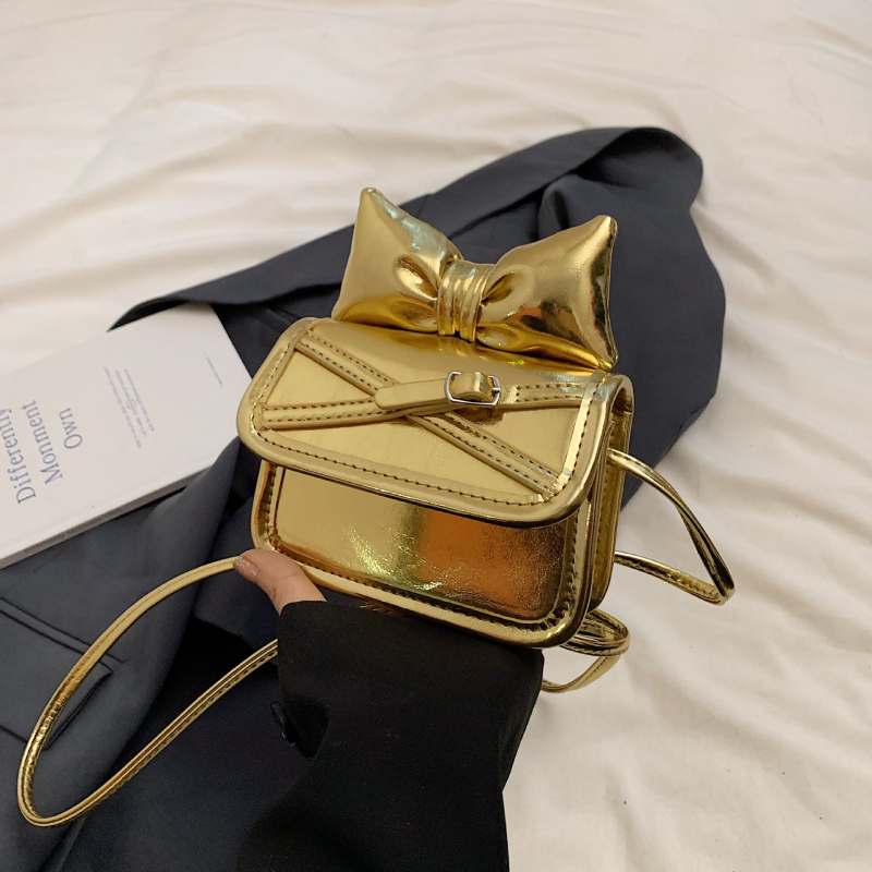Elegantna ženska mini kvadratna torbica s mašnicom, crossbody, PU patent koža, vintage euroamerički stil, crvena.