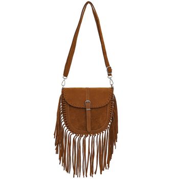 Ručna torba s resicama od umjetnog velura, sedlasta torba za žene, retro etno stil, crossbody s jednom naramenicom