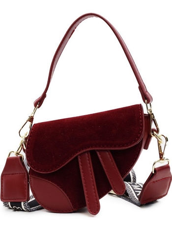 Ženska nubuk crossbody torbica s širokim remenom, proljeće/ljeto 2025, retro nišni dizajn, mini sedlovna torba