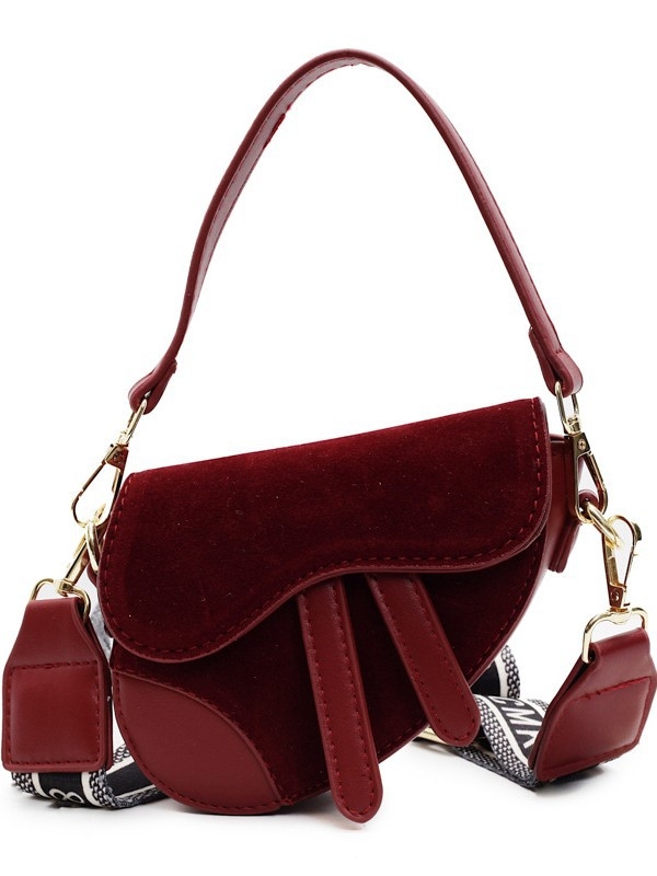 Ženska nubuk crossbody torbica s širokim remenom, proljeće/ljeto 2025, retro nišni dizajn, mini sedlovna torba