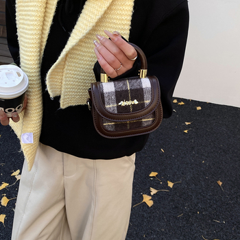 2026 Nova svestrana modna retro karirana mini crossbody torba za sitni novac