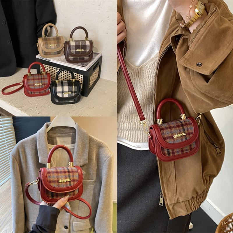 2026 Nova svestrana modna retro karirana mini crossbody torba za sitni novac