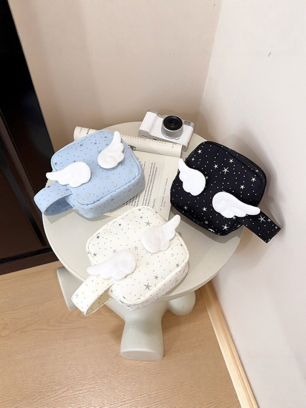 Ženska mini kvadratna torbica s anđelovim krilima i zvjezdicama, crossbody u stilu Instagrama, kozmetička i ruž torbica