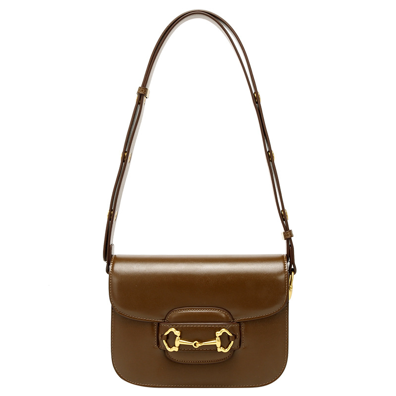 Prava kožna torba tipa sedlo, model 2026, crossbody torba preko ramena, mala kvadratna ženska torba, jednostavan dnevni stil