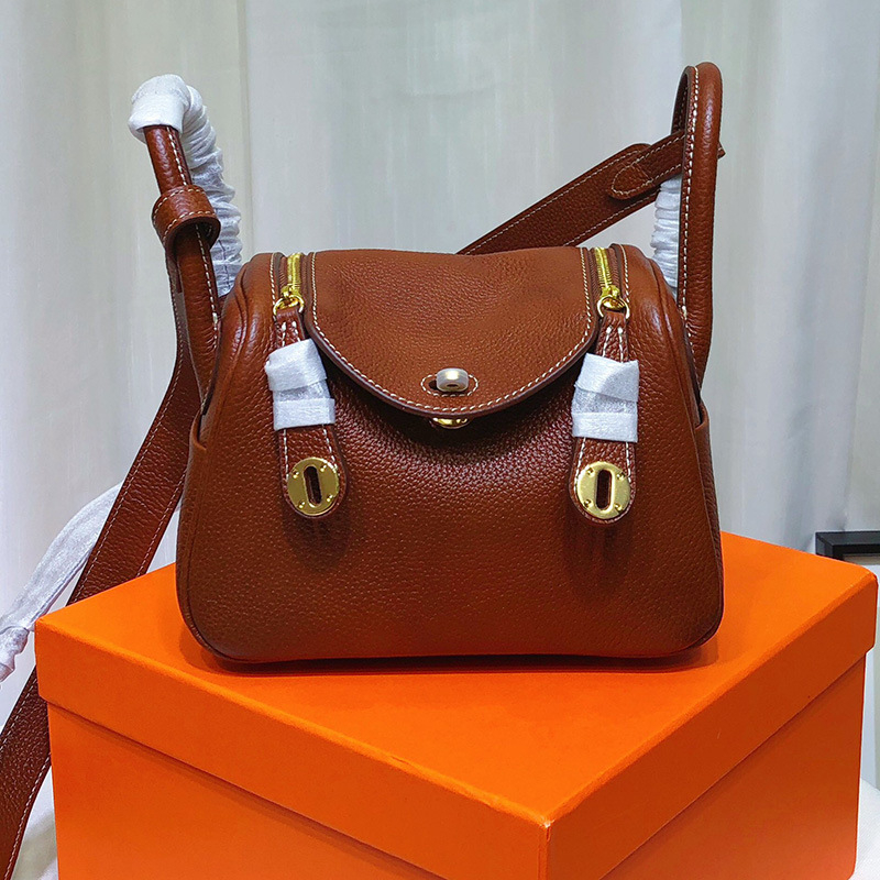 Ženska torbica Doctor bag od prave kože, Lindy stil, mala u obliku jastuka, preko ramena
