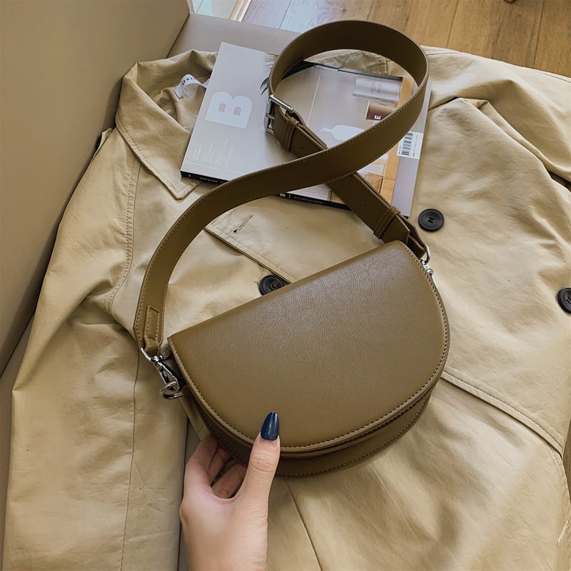 PU torbica za žene, mala crossbody s širokom remenom — proljeće 2025