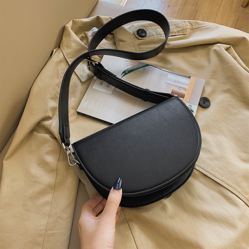 PU torbica za žene, mala crossbody s širokom remenom — proljeće 2025