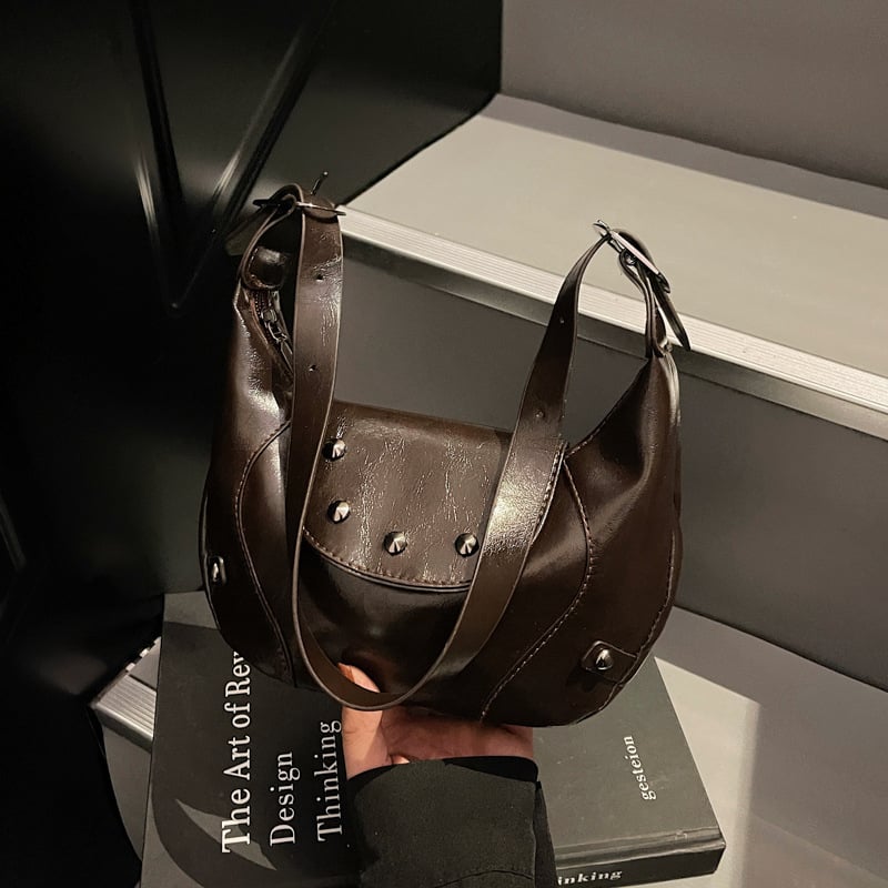 Ženska torbica tipa sedla, jesen-zima 2025, oblik polumjeseca, PU materijal, velika veličina, nošenje na rame ili crossbody