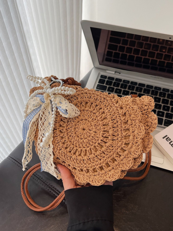 2026 nova modna niša pletena torba od slame za žene, torba za plažu, preko ramena ili crossbody, torba za telefon za svakodnevnu upotrebu
