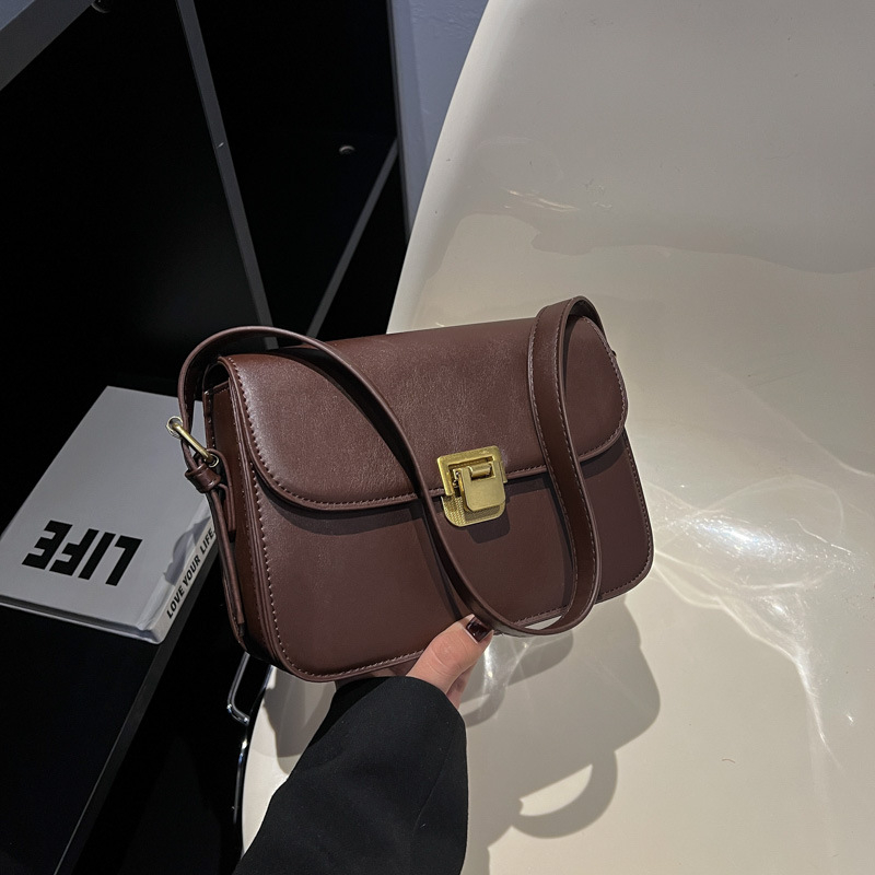 Teksturirana mala ženska torbica, Saddle stil, crossbody, kvadratni oblik, PU, 2024 proljeće