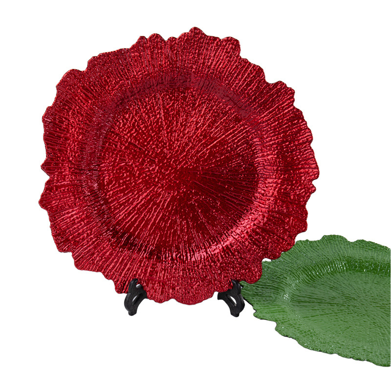 Farfurie de servire din plastic, 13 inch, finisaj vopsire cu spray, pentru decor de sărbători și nunți, farfurie rotundă pentru fructe