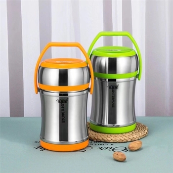 Cutie de prânz din oțel inoxidabil 304, izolație în vid, mâner în stil oală, anti-vărsare, izolație în trei straturi, 1,2–3,0 L