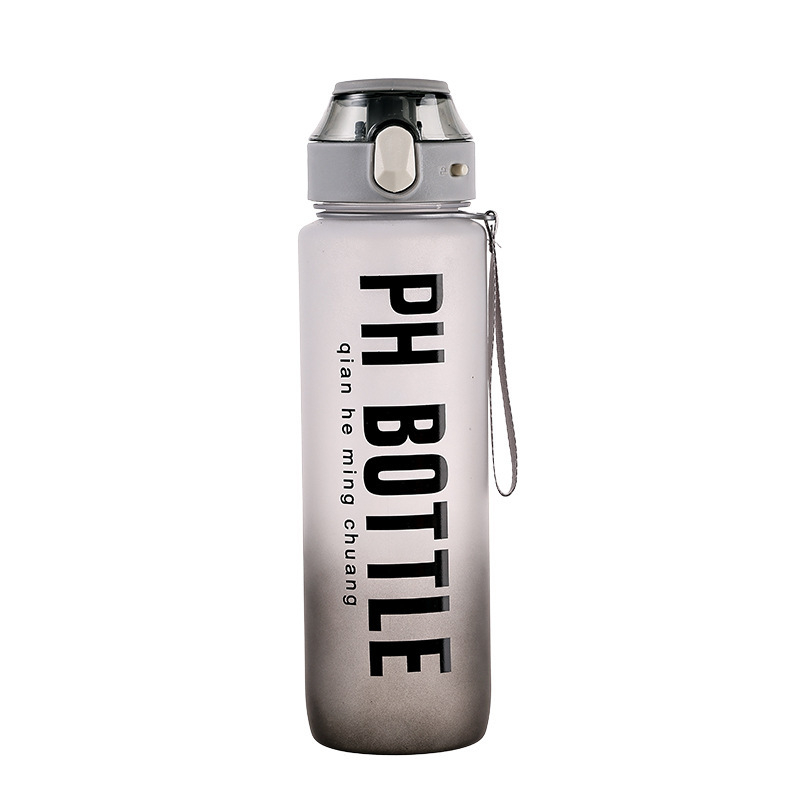Sticlă de apă portabilă din plastic, finisaj gradient mat, 1000 ml, pentru sport și fitness