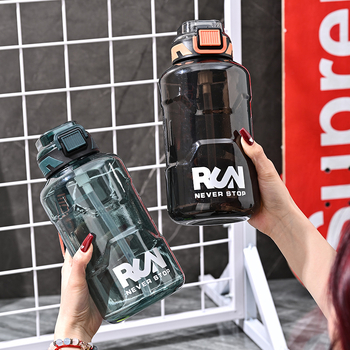 Sticlă de apă transparentă, capacitate mare, pentru activități în aer liber, cu pai, din PC plastic, portabil