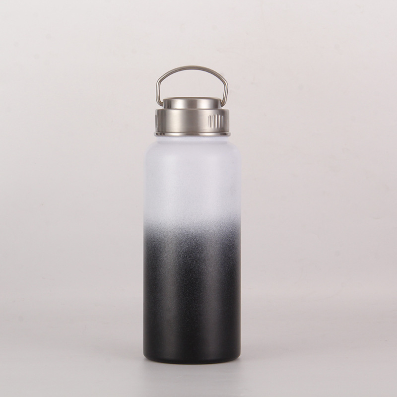 Cană termică cu vid, gură mare, interior 304 inox, exterior 201 inox, finisaj din cauciuc, pentru activități în aer liber, personalizare prin gravură laser, serigrafie sau imprimare 3D