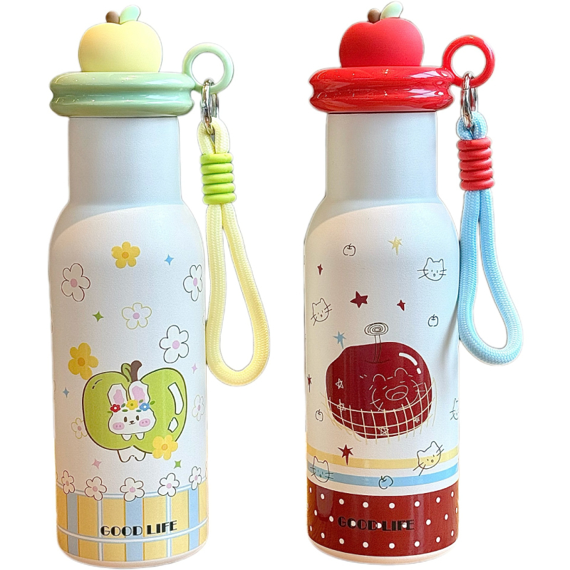 Sticlă termică cu desene animate, din oțel inoxidabil 316, izolație în vid, portabilă