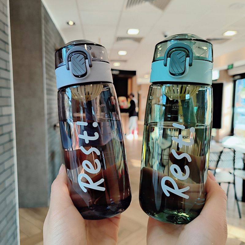 Ceașcă sport din plastic cu separator pentru ceai, rezistentă la căderi, portabilă pentru băut direct, cu scară de măsurare, pentru elevi