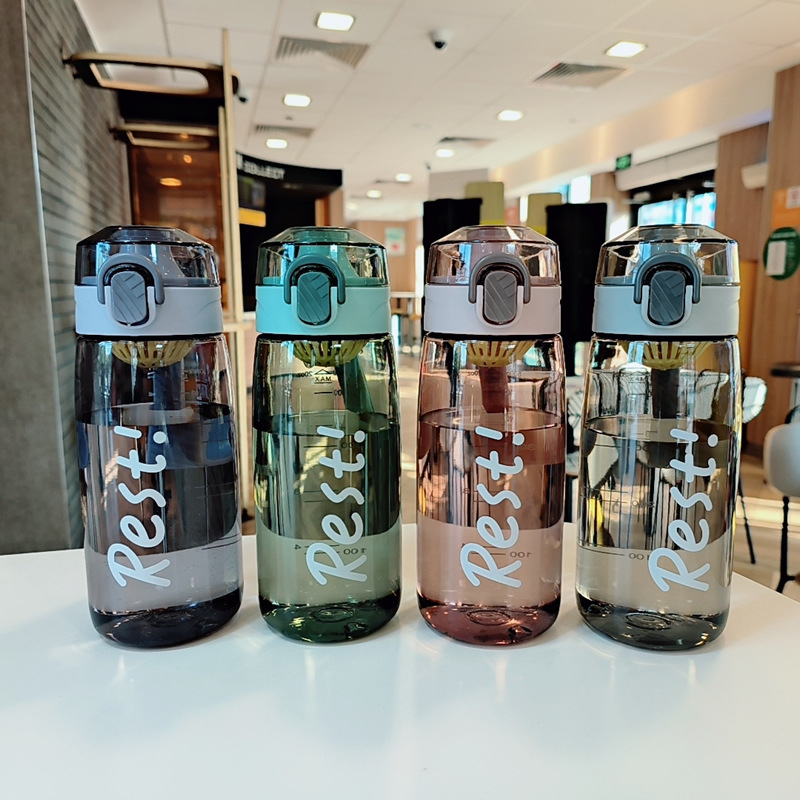Ceașcă sport din plastic cu separator pentru ceai, rezistentă la căderi, portabilă pentru băut direct, cu scară de măsurare, pentru elevi