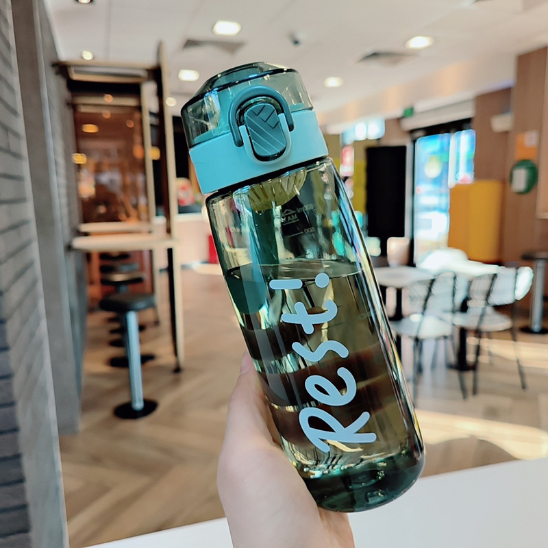 Ceașcă sport din plastic cu separator pentru ceai, rezistentă la căderi, portabilă pentru băut direct, cu scară de măsurare, pentru elevi