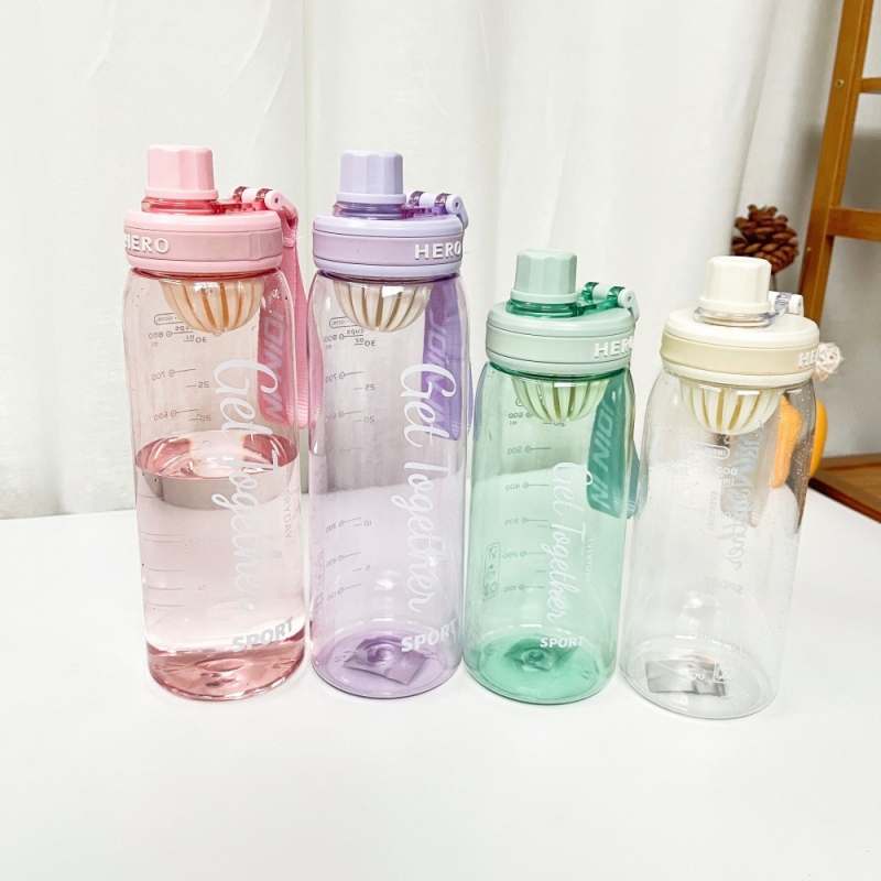 Sticlă de apă din plastic, capacitate mare, portabilă, cu filtru pentru ceai, pentru fete
