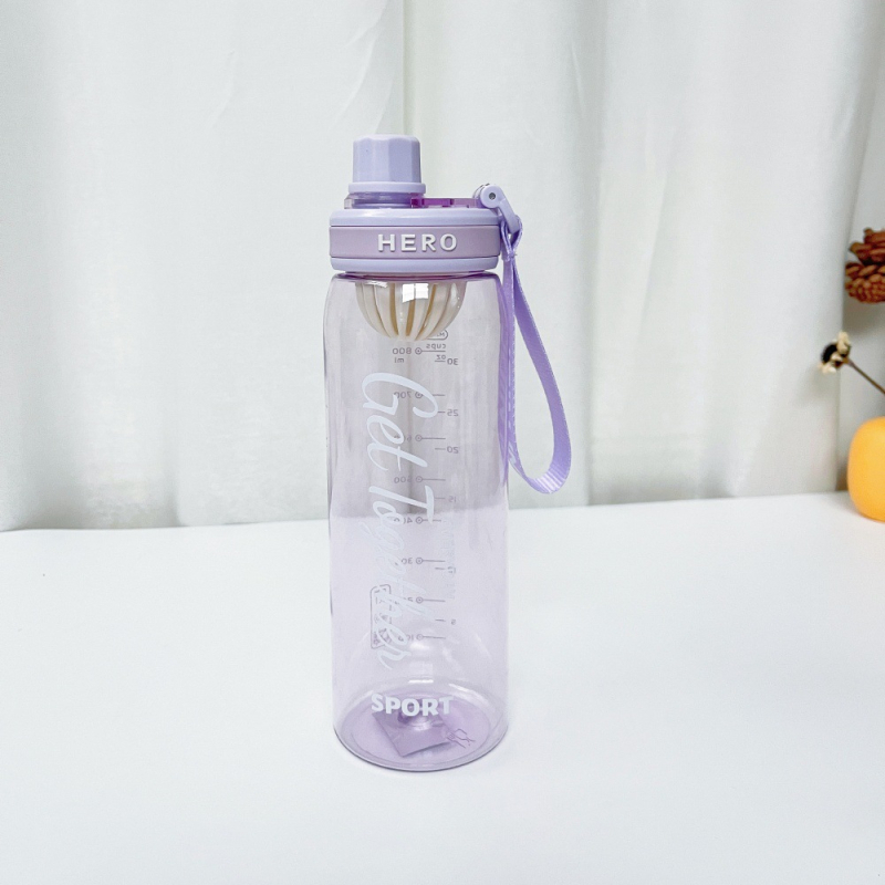 Sticlă de apă din plastic, capacitate mare, portabilă, cu filtru pentru ceai, pentru fete