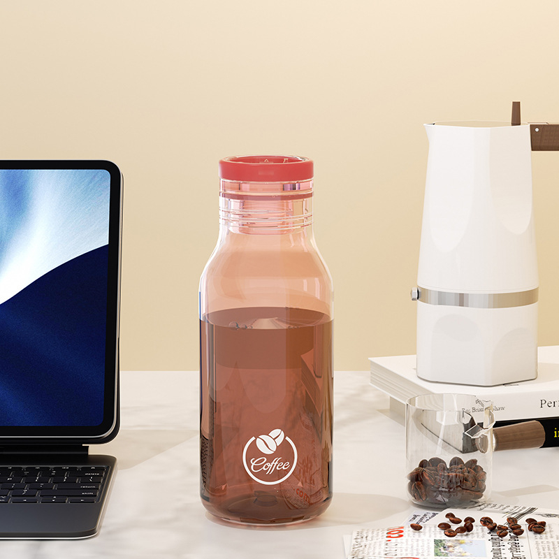 Ceașcă de cafea din plastic transparent, portabilă, pentru studenți, sigilată și etanșă