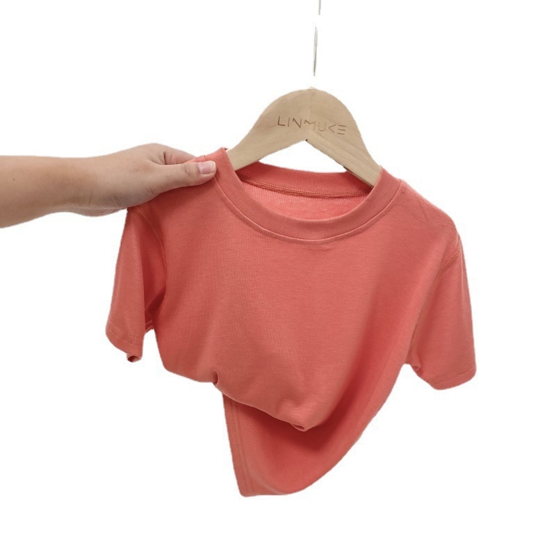 Dječji T-shirt od modalnog materijala s kratkim rukavima, jednobojan, okrugli izrez, izuzetno mekan, unisex, za djecu 3–8 godina