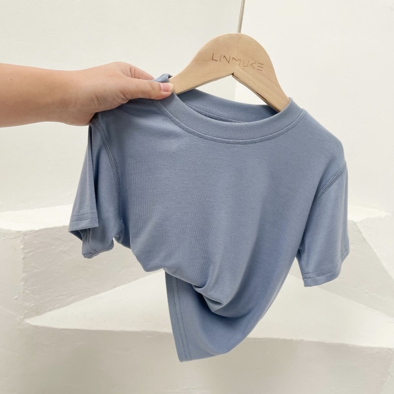 Dječji T-shirt od modalnog materijala s kratkim rukavima, jednobojan, okrugli izrez, izuzetno mekan, unisex, za djecu 3–8 godina