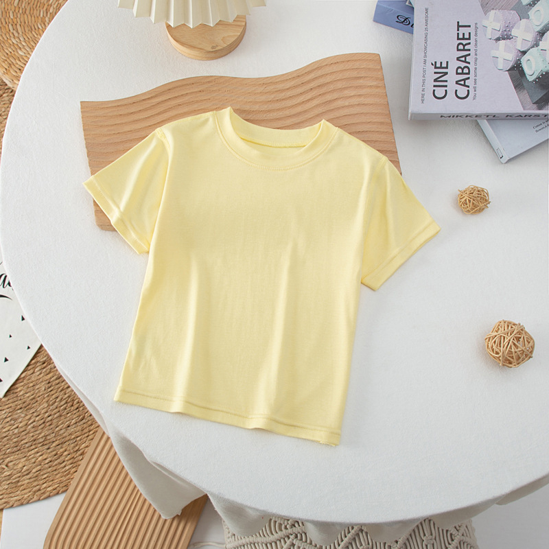 Dječji T-shirt od modalnog materijala s kratkim rukavima, jednobojan, okrugli izrez, izuzetno mekan, unisex, za djecu 3–8 godina
