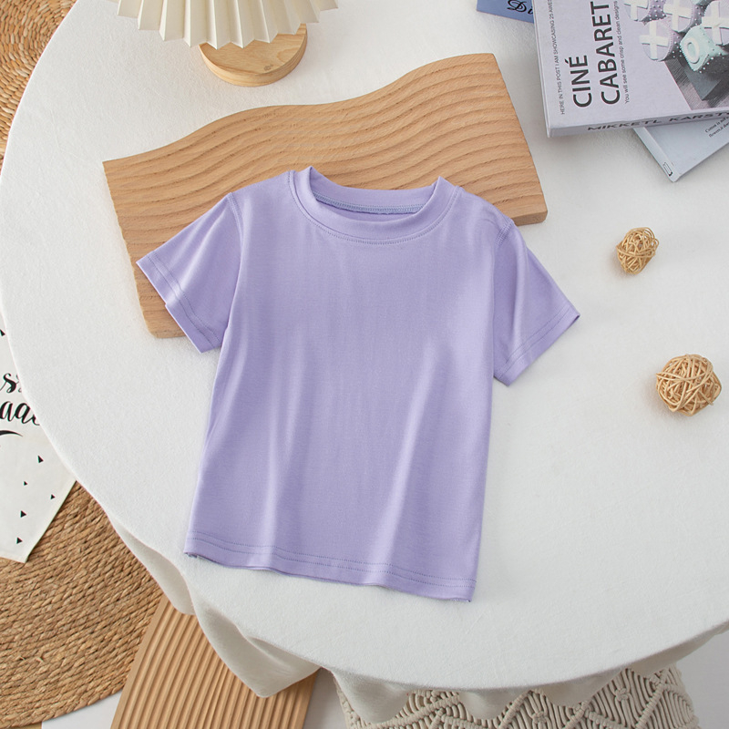 Dječji T-shirt od modalnog materijala s kratkim rukavima, jednobojan, okrugli izrez, izuzetno mekan, unisex, za djecu 3–8 godina