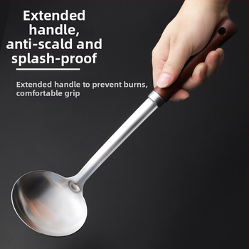 Set spatule și linguri din oțel inoxidabil 304, cu mânere din lemn, protecție împotriva arderilor, ustensile de bucătărie durabile