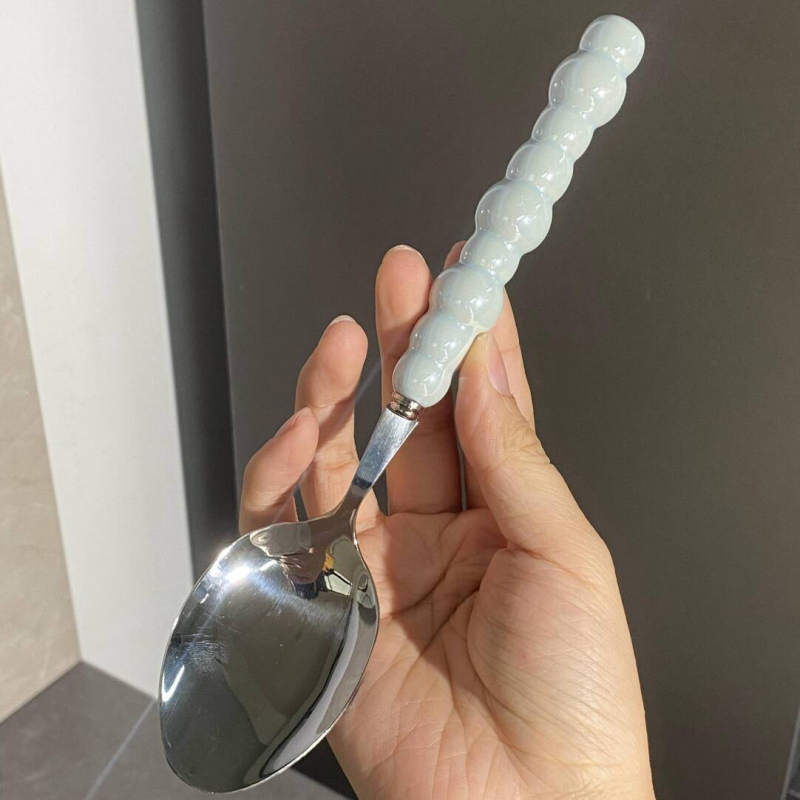 Set linguri cu perlă, din oțel inoxidabil 304 și ceramică, linguri principale pentru masă, linguri colorate pentru fructe, stil de vară