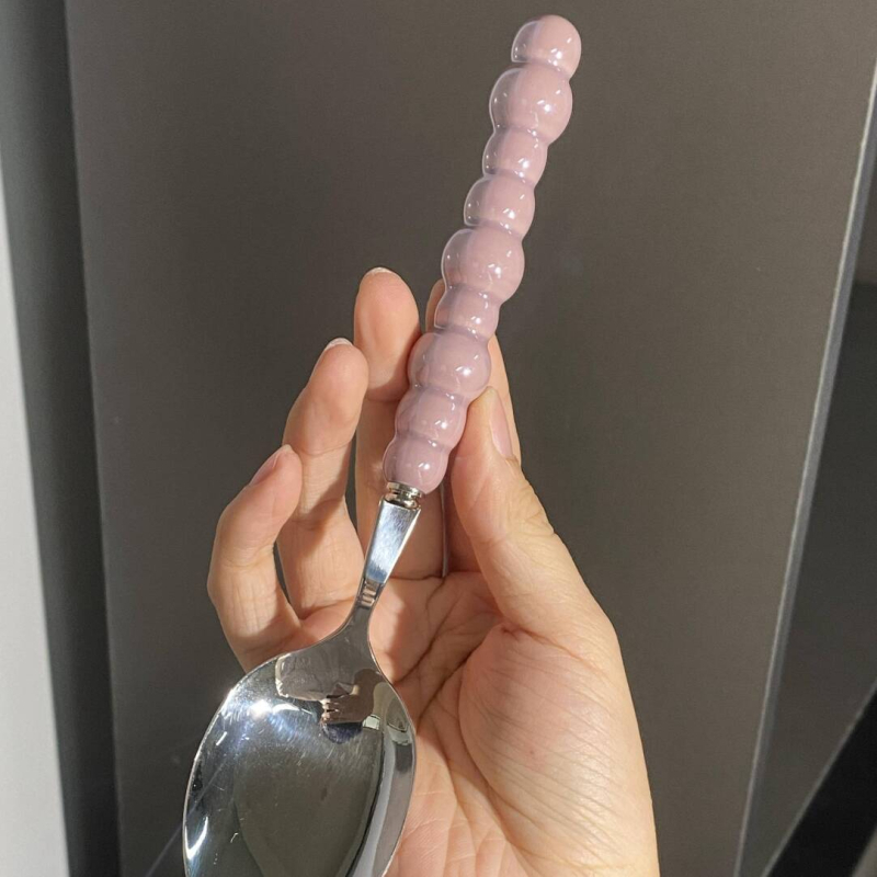 Set linguri cu perlă, din oțel inoxidabil 304 și ceramică, linguri principale pentru masă, linguri colorate pentru fructe, stil de vară