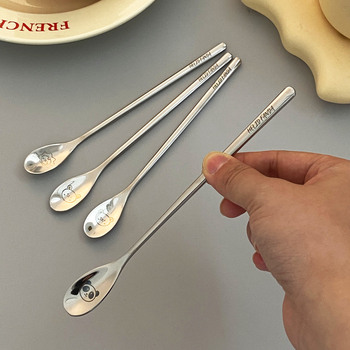 Lingură de cafea din oțel inoxidabil 304, mâner lung, amestec pentru băuturi, formă de picătură de apă, cadou elegant pentru casă