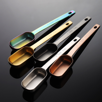 Jiasheng 304 oțel inoxidabil lingură de măsurat pătrată, 1 linguriță (15 ml), placată cu titan, multicolor, instrument pentru coacere și condimente