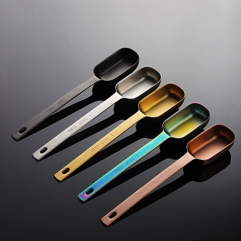 Jiasheng 304 oțel inoxidabil lingură de măsurat pătrată, 1 linguriță (15 ml), placată cu titan, multicolor, instrument pentru coacere și condimente